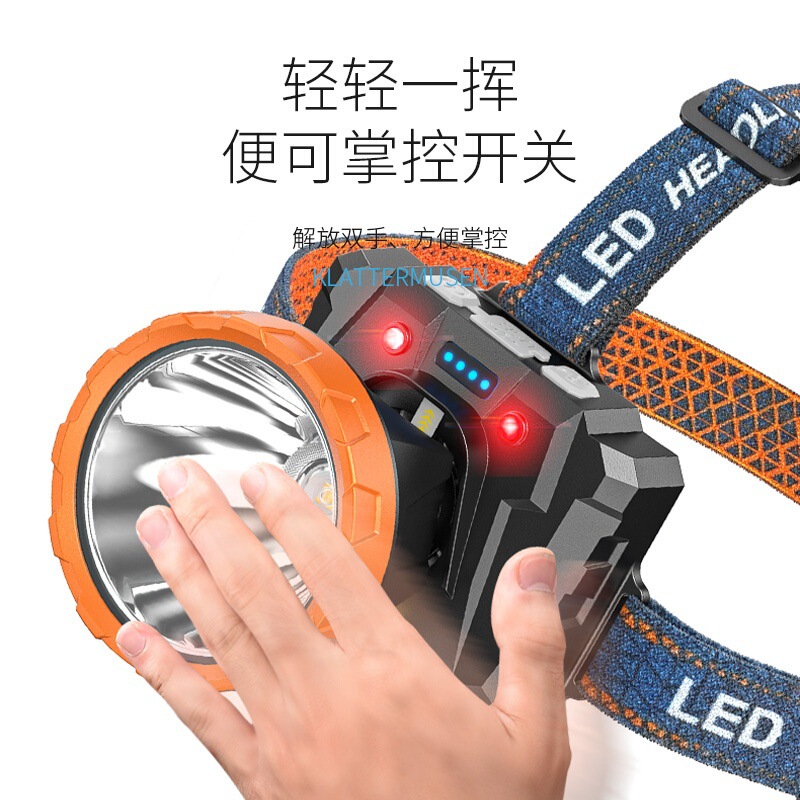 微笑鲨夜钓鱼头灯充电式超长续航超亮灯头戴式户外探险远射照明灯|undefined