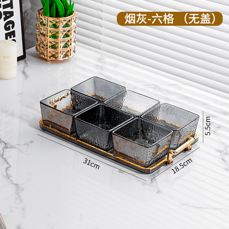 INS Luz de lujo vidrio dividido plato de fruta snack caramelo fruta seca snack placa sala de estar hogar comercial KTV DE ALTO aspecto