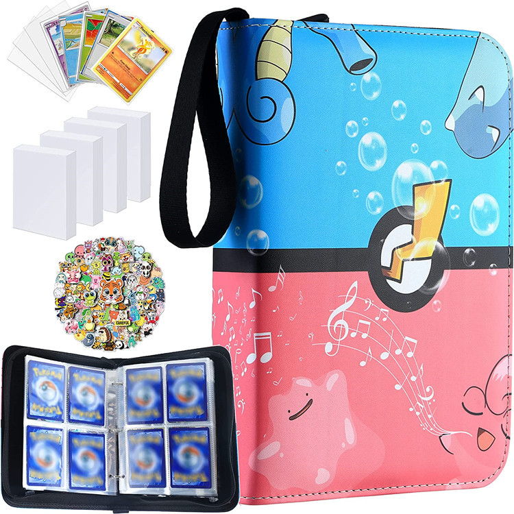 Amazon popular libro de tarjetas de bebé mágico 4 rejilla 9 rejilla libro de colección de tarjetas de cremallera PU de hojas sueltas Bao Ke Meng libro de tarjetas