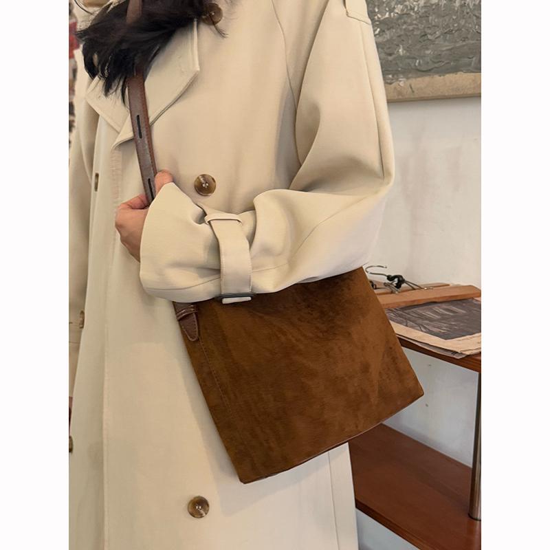 Retro Matte Suede Underarm Bucket Bag For Women, Large Capacity Leopard Print Shoulder Crossbody Bag, Niche Commuter Mother-Daughter Bag Set - Thumbnail 4