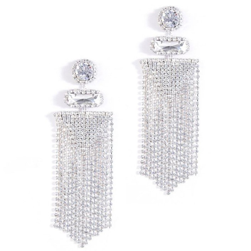Business Solid Color Rhinestone Patchwork Women's Drop Earrings display picture 3