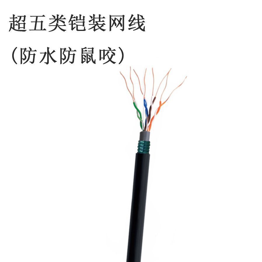 超五类室外用铠装网线防水防鼠咬户外铠装网络线四对双绞网线