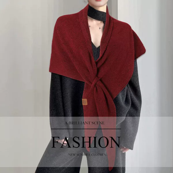Scarf Triangle Scarf with Wool Shawl Cloak Autumn and Winter Women's Outerwear High-End Shawl Blanket Warm Small Waistcoat Cloak
