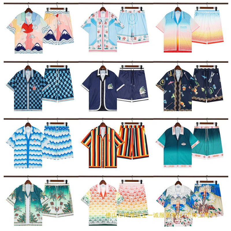 24 Spring and Summer Casa Football Game Letter Printed Short-Sleeved Shirt Suit Men's and Women's Trendyy Loose Pullover