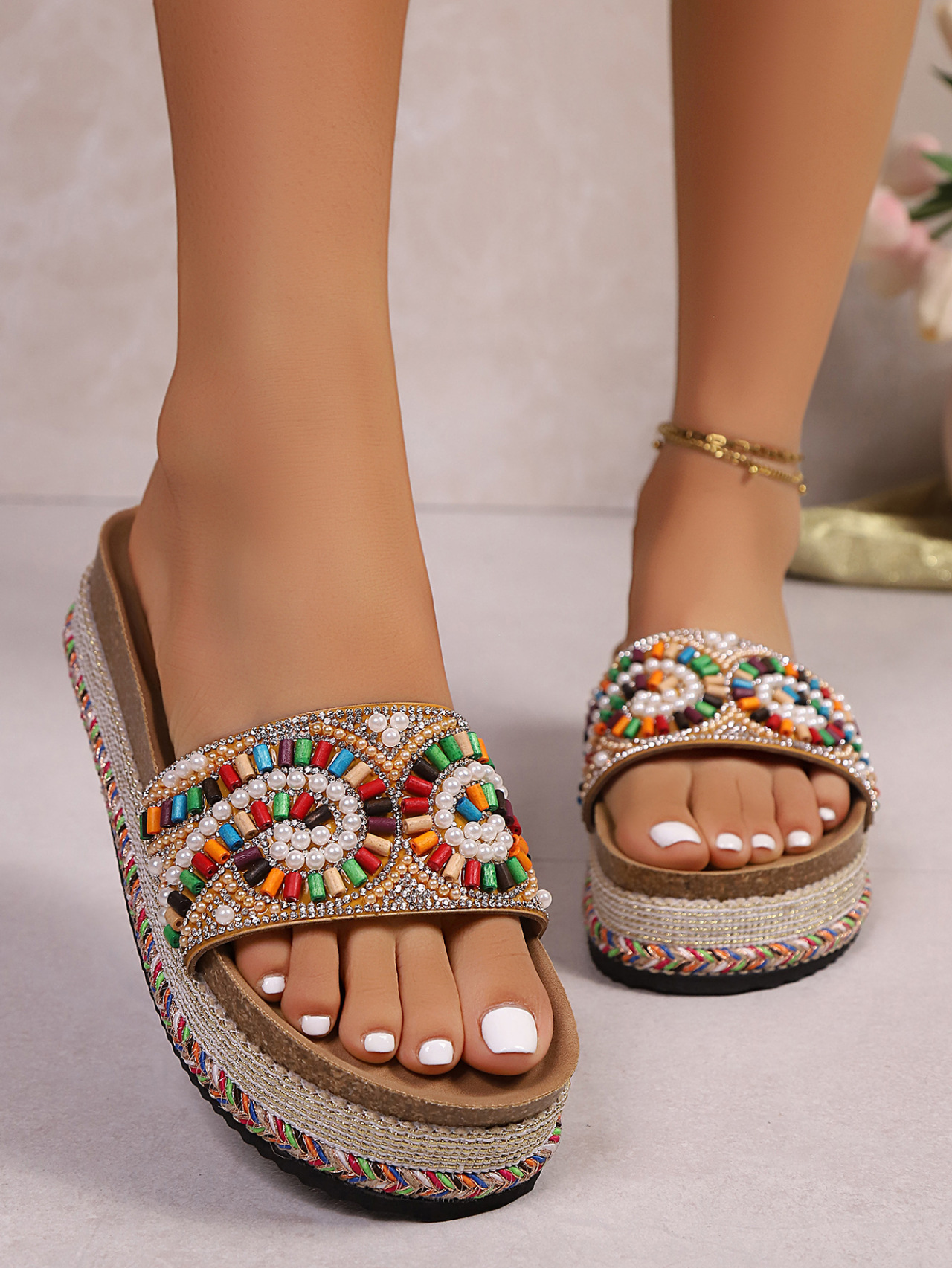 Damen Sandalen Mit Keilabsatz Und Korksohle Für Den Strand_voghion.com