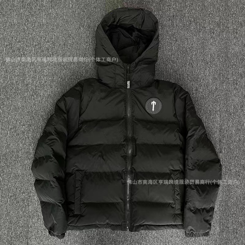 Trapstar 潮牌棉服男士帽子可拆卸外套小标T字爆款黑色外套男冬季