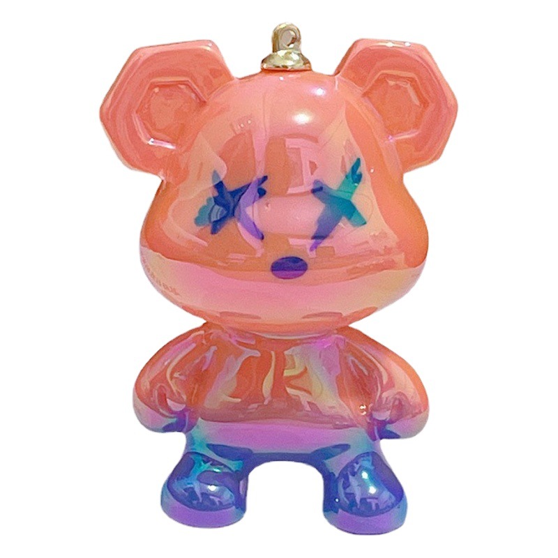 Creativo colorido graffiti oso llavero colgante mujer lindo par llavero bolsa colgante de dibujos animados exquisito regalo