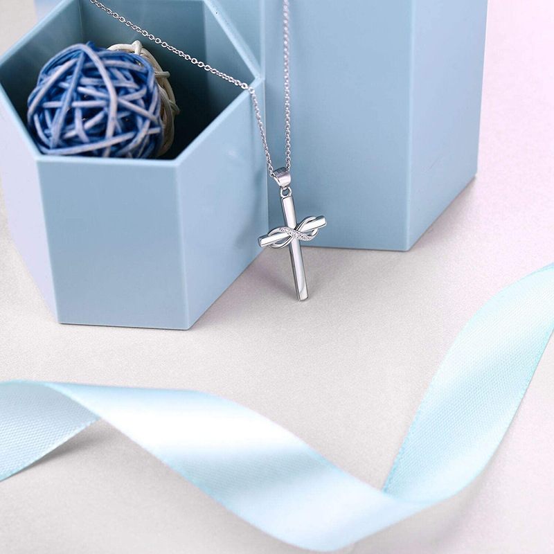 cable chain Chain Type 1 Piece Quantity Daily Occasion 925 Sterling Silver Cable Chain Plating Cross Infinity Pendant Necklace