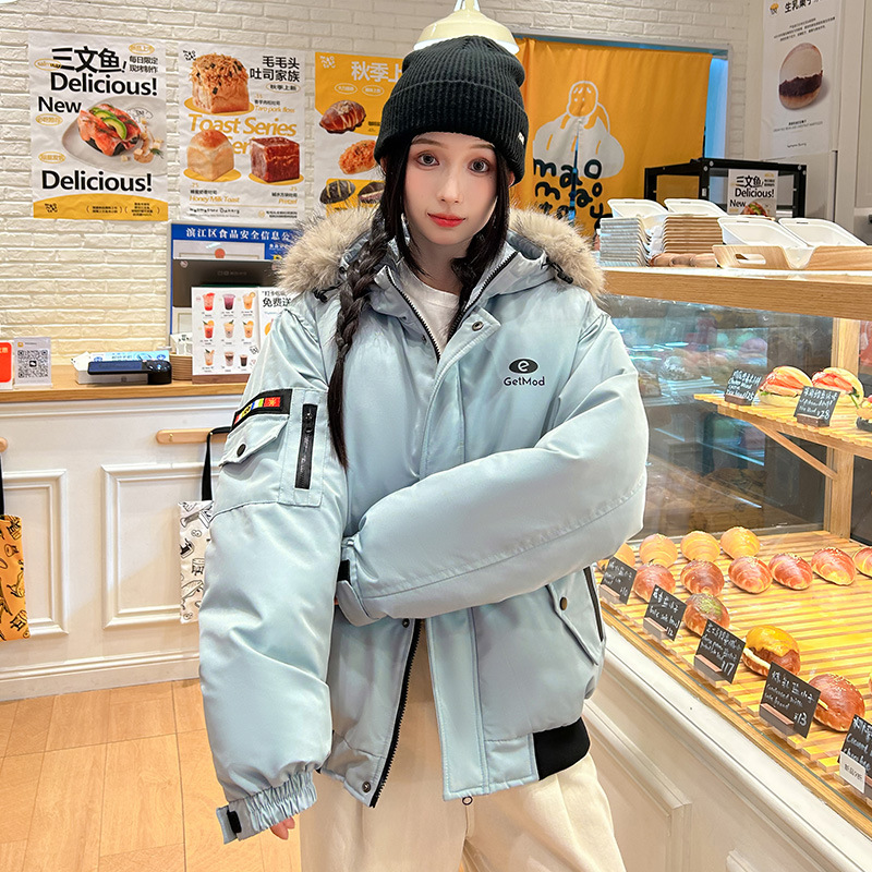 2025 invierno nuevo estilo coreano suelto calentamiento cuello de cabello casual parque ropa de algodón mujer engrosado diseño chaqueta de algodón image 1