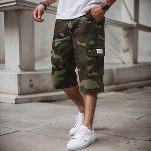 [Cross-Border Size, Amazon] Summer Sports and Leisure Fashion Workwear Camouflage Cropped Shorts Running Breathable