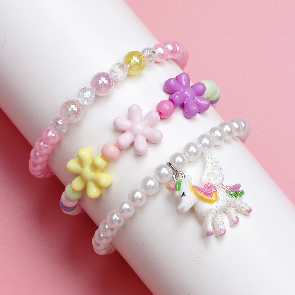 Cute Unicorn Flower Plastic No Inlaid Bracelets