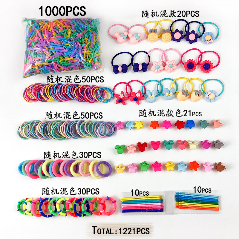 Explosiones transfronterizas de niños toque de cabello clip de cabello combinación de caja de regalo para bebés anillo de cabello para niñas clips para el cabello