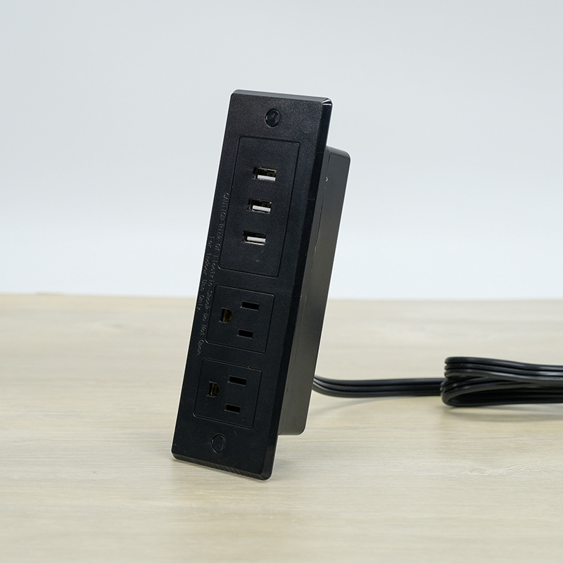 Manufacturer-certified 15A US-standard USB-A embedded furniture desktop power outlet US-standard power plug adapter American-style power strip