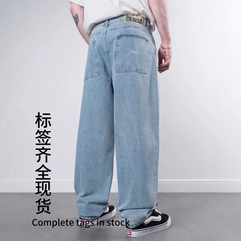 DM European and American Y2K Stereo Embroidered Letter Labeling Denim Trousers American High Street Style Trendy for Men and Women