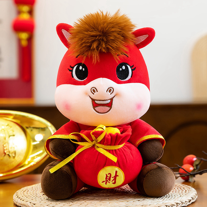 马上新年平安家居摆饰喜庆马毛绒公仔年会活动玩具吉祥物送礼品马|undefined