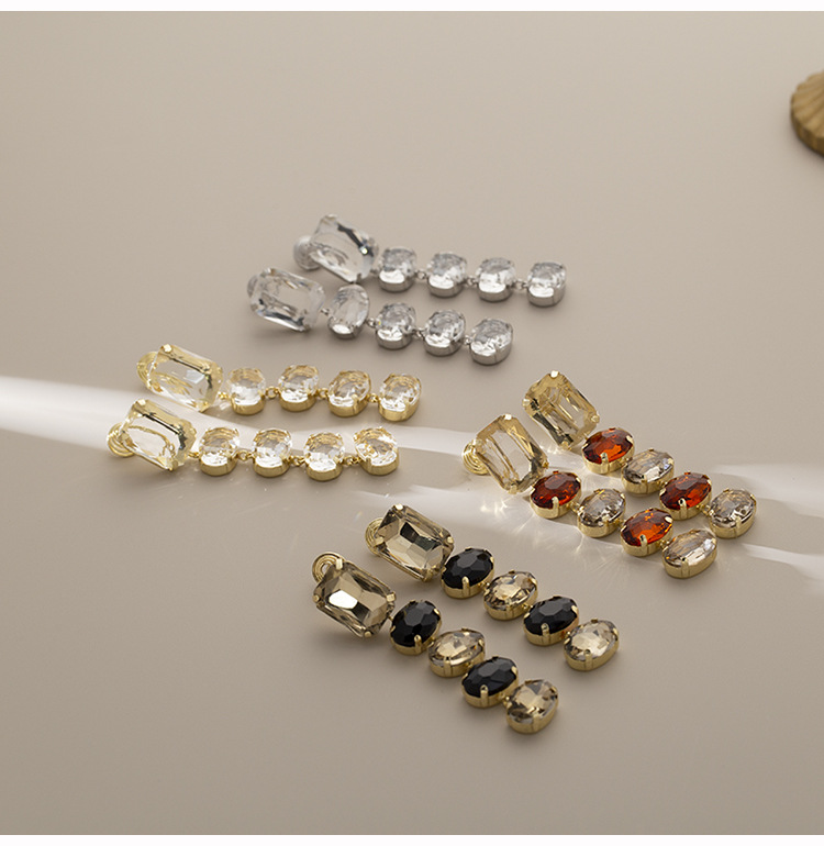 18g Weight Zinc Alloy Ear Needle Material 1 Pair Elegant Geometric Plating Copper Imitation Crystal Drop Earrings Ear Cuffs