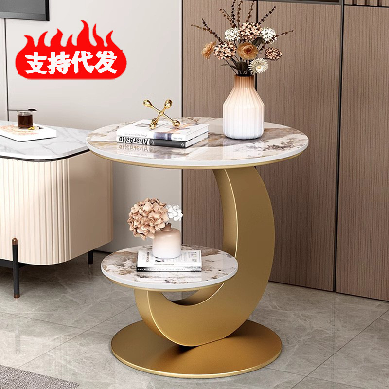 Light Luxury Rock Board Sofa Side Table Simple Modern Double Corner Table Small Round Table Creative Balcony Coffee Table Bedside Table Round Table Light Luxury Rock Board Sofa Side Table Simple Modern Double Corner Table Small Round Table Creative Balcony Coffee Table Bedside Table Round Table