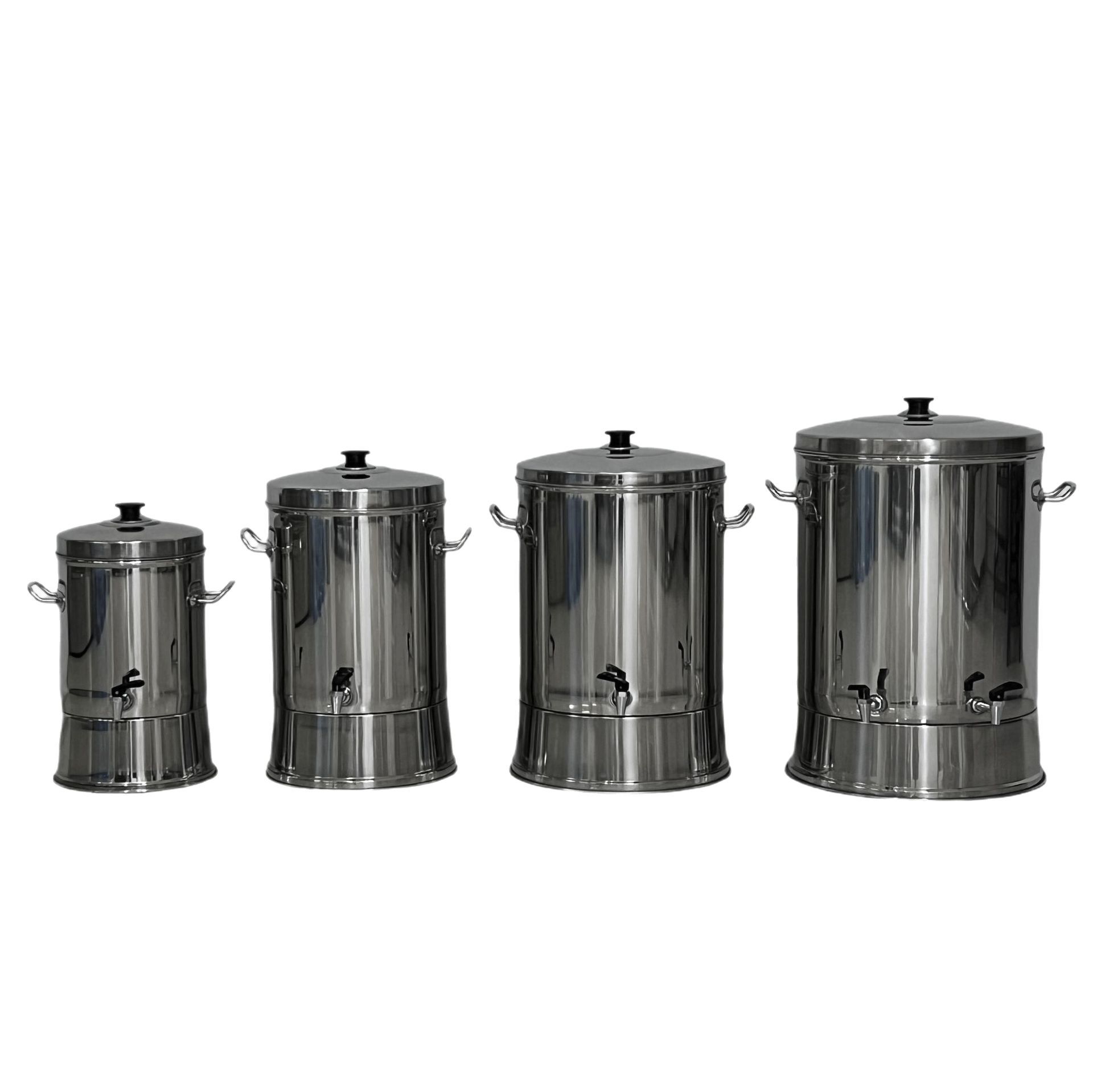 Los fabricantes suministran una gran cantidad de baldes de agua fría de acero inoxidable con grifo, baldes para beber, baldes de té con tapa y regla de agua