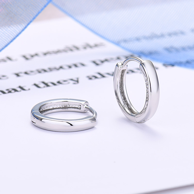 Stylish 925 Silver Needle Minimalist Round Hoop Earrings