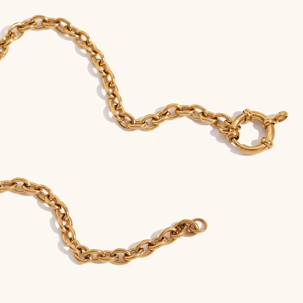 Spring Ring Trigger Clasp Closure Clasp Closure Type Real Gold Plated Plating Material 304 Stainless Steel Pendant Material PVD Coated Real Gold Plated 18K Geometric 304 Stainless Steel Simple Style Waterproof Non Tarnish Spring Ring Trigger Clasp Closure Necklace