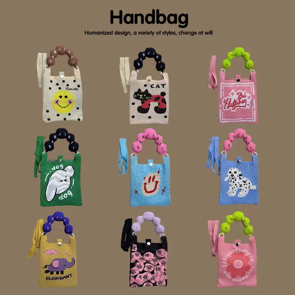 New Korean Mobile Phone Bag Cute All-match Handbag Mini Knitted Small Handbag Single Shoulder Bag Crossbody Handbag