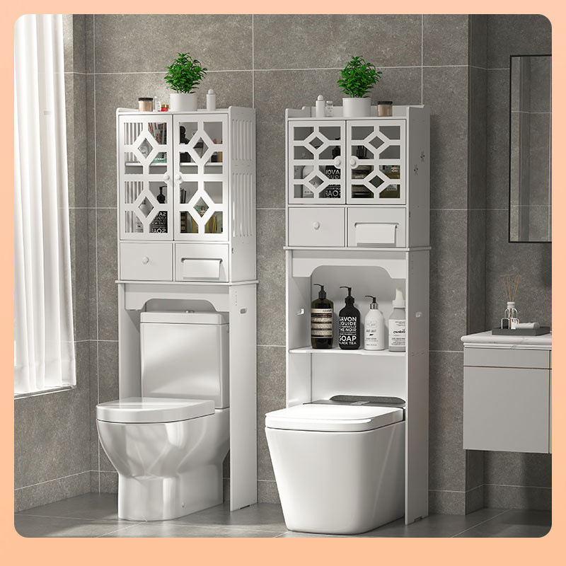 卫生间坐便器马桶上方置物架子落地式厕所后面缝隙遮挡储物收纳柜