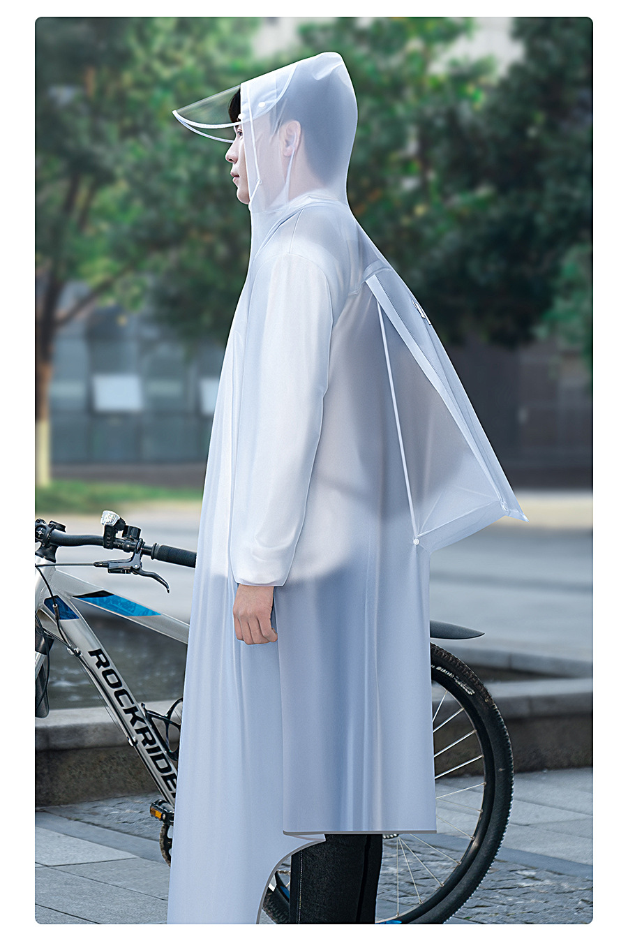 自転車用レインコート マウンテンバイク用 厚手PVC 暴風雨対応 学生男女兼用  詳細画像