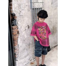 波拉bora韩国男女儿童短袖t恤夏装中大童网红炸街打底衫宽松上衣