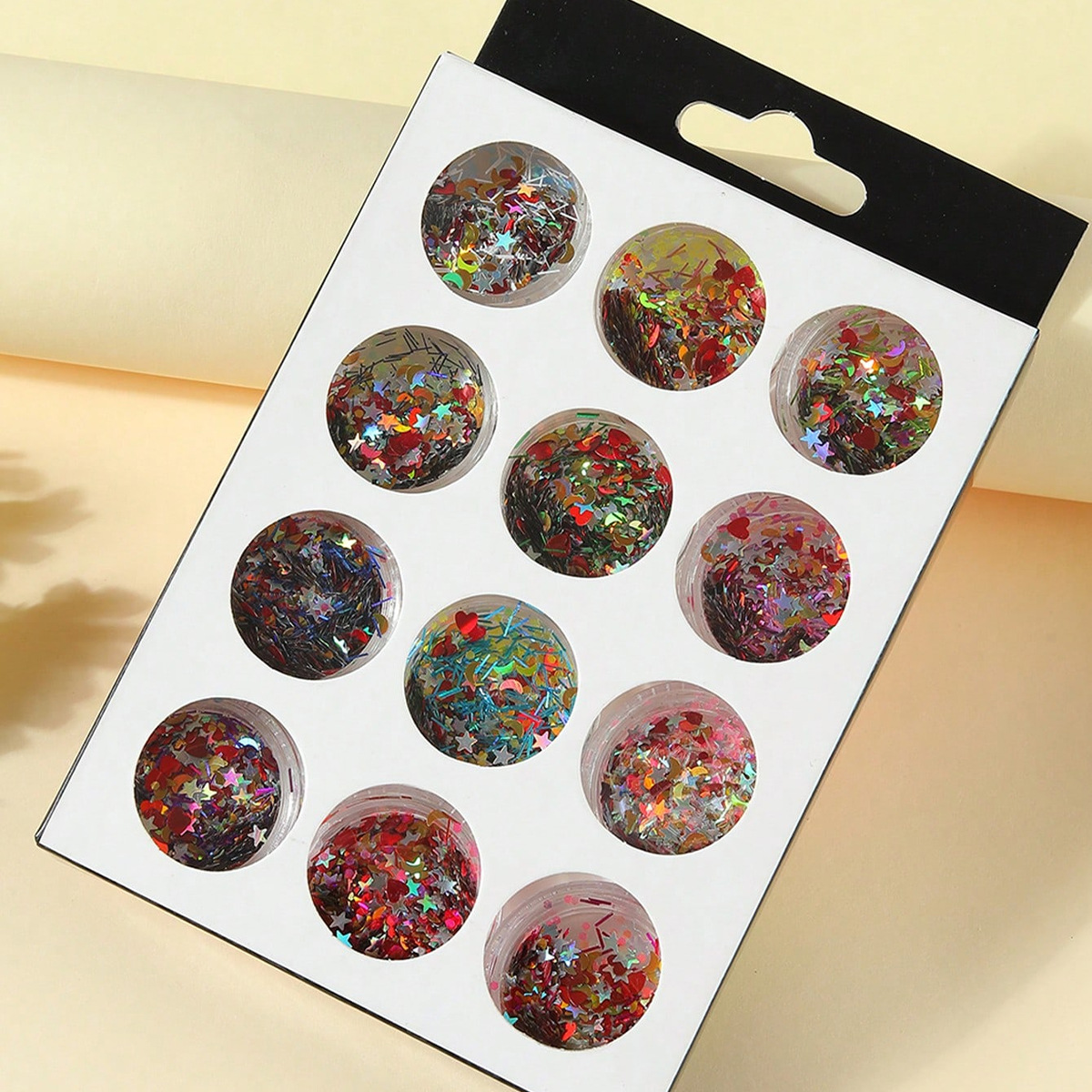 12 colores de uñas belleza Ojo Maquillaje Glitter lentejuelas cerámica suave fruta pieza perla polvo Delgado mezclado accesorios la joyería BRICOLAJE