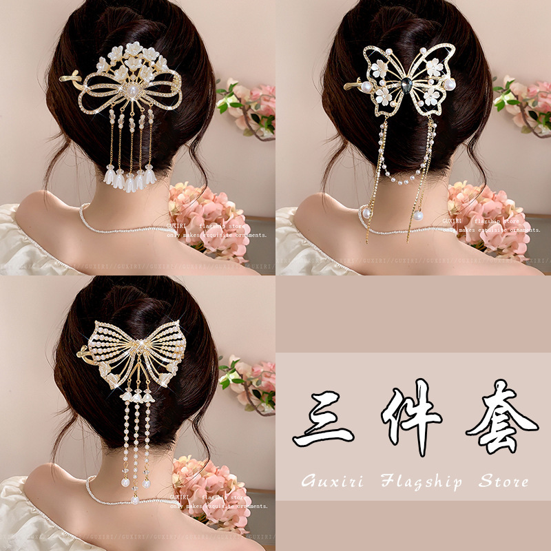 蝶結びタッセルヘアクリップ 女性用 後頭部用 2025年新作 高級ツイストワンワードクリップ 高級感のあるヘアクリップ ヘアアクセサリー|undefined