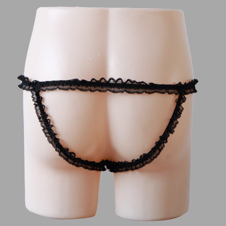 String sexy pour homme en dentelle élastique, sans déshabillage, sous-vêtement en soie glacée, livraison directe 3205_voghion.com