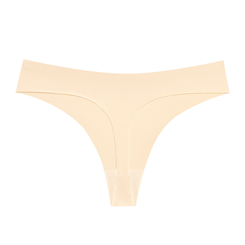 Tangas europeas y americanas de comercio exterior, bragas en T invisibles de una pieza para mujer, entrepierna de algodón puro, bragas sexy de seda de hielo transpirables
