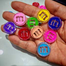 22mm滴油竖孔M豆珠 DIY手工串珠散珠串笔钥匙挂件手机链饰品配件