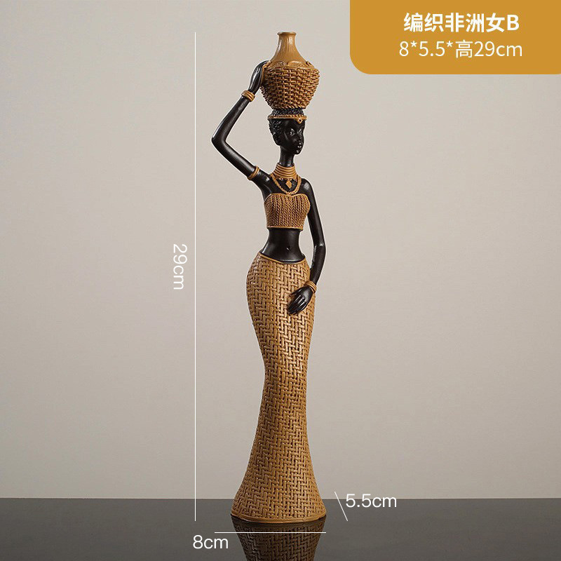 北欧创意复古非洲艺术女士雕像摆件设计师款家居客厅咖啡厅酒吧|undefined