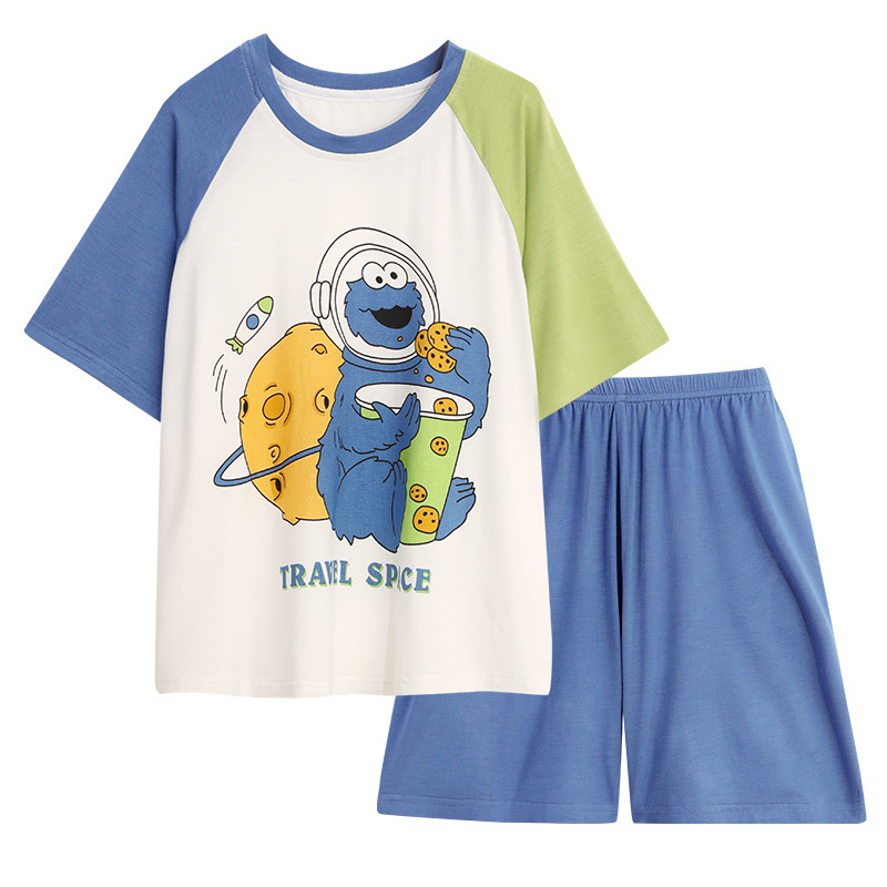 어린이 잠옷 모달 여름 초박형 반팔 대형 어린이 여름 소년 청소년 2024 새로운