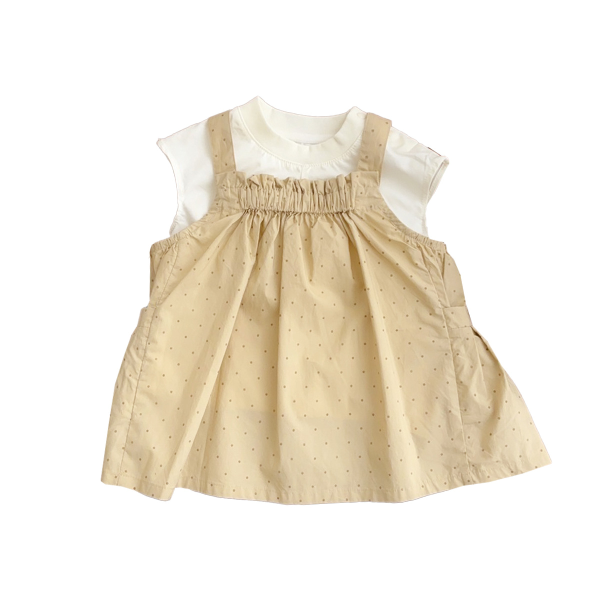 Traje de vestido coreano para niñas 2025 verano nuevo estilo delgado para niños estilo coreano falda sin mangas con tirantes de dos piezas