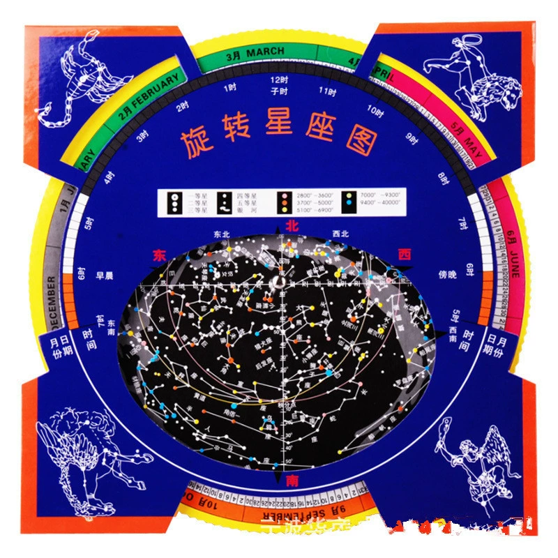 График звезд Four Seasons Вращающаяся диаграмма созвездий Телескоп Обучение астрономии Наблюдение Диаграмма астролабии Действие График звезд Годовое наблюдение за звездами