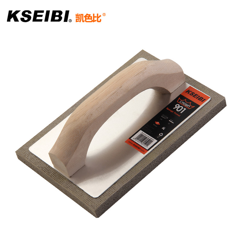 Espuma de goma esponja paleta de arcilla edificio trabajador azulejo paleta raspador mango de madera 210*140mm