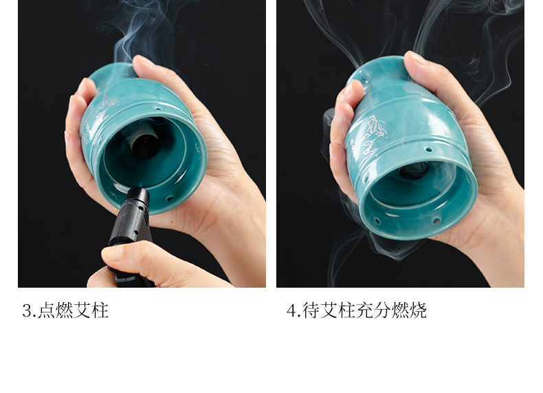 Ceramic Moxa Burner Jar Purple Clay Moxibustion Box with Moxa Stick Holder for Home Warming Therapy specifications