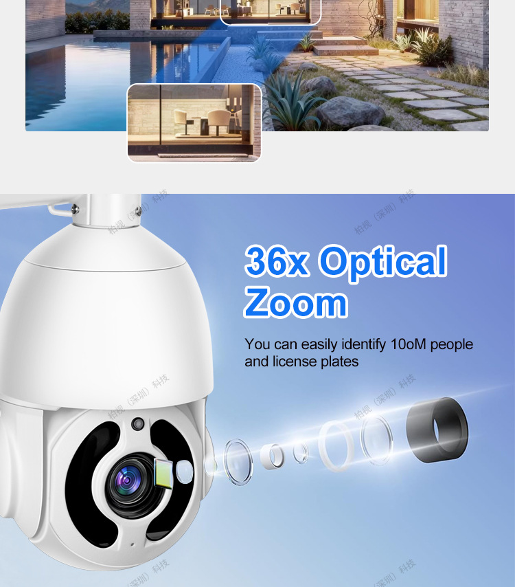 Çapraz Sınır Outdoor 360 Derece Optik Zoom IP Bulut PTZ Kapalı Devre Televizyon Kamerası Outdoor Full HD Infrared Gece Görüşü POE