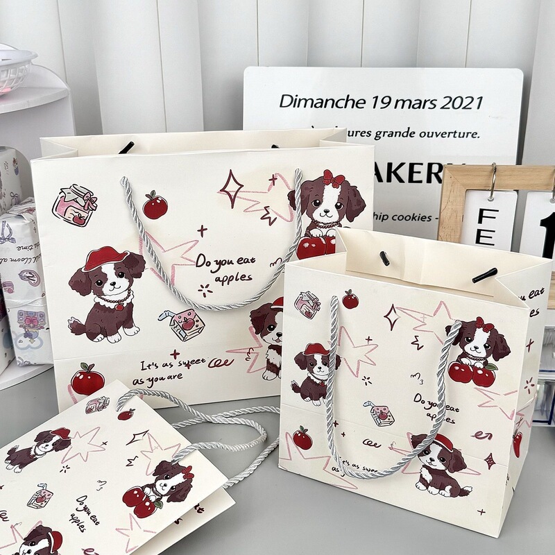 新しいアップル子犬ギフトバッグ大容量白段ボール袋イン高価値額縁超厚手の丈夫なハンドバッグ|undefined