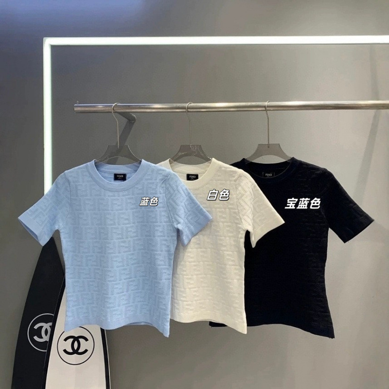 2024 New Short-Sleeved Summer Fashionable Knitwear Jacquard Letter Round Neck Versatile Slim Fit Top 2024 New Short-Sleeved Summer Fashionable Knitwear Jacquard Letter Round Neck Versatile Slim Fit Top
