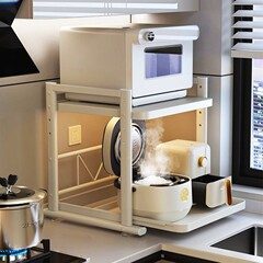 引き出し可能な炊飯器棚キッチン電子レンジスタンドテーブル多機能電気鍋オーブン収納棚