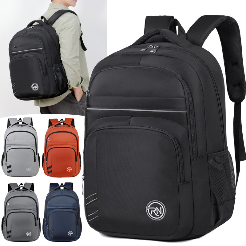 Fashionable men's backpack, versatile college student bag, Oxford cloth, lightweight, durable, multi-layer travel laptop bag, cross-border