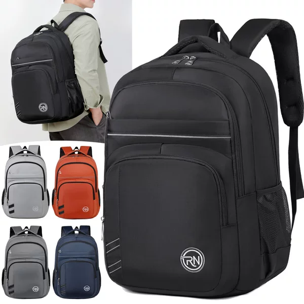 Fashionable men's backpack, versatile college student bag, Oxford cloth, lightweight, durable, multi-layer travel laptop bag, cross-border