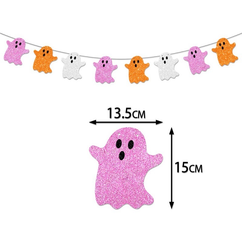 Decoración de fiesta de vacaciones de Halloween, bandera de pull, murciélago fantasma, bandera de pull, barra de flores, decoración de pared, adornos de pancartas