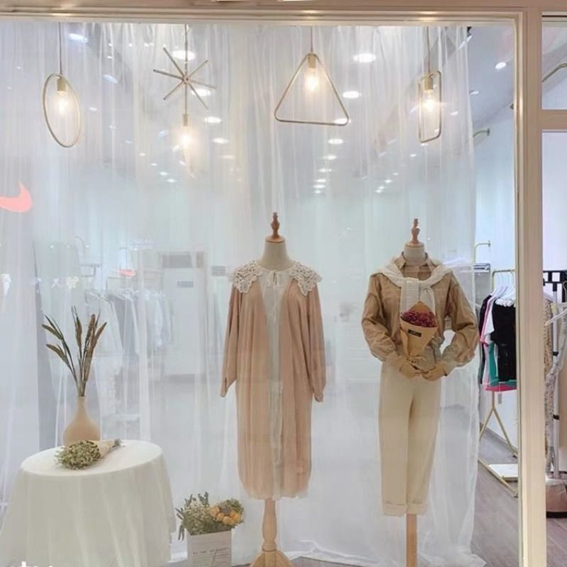 洋服店ショーウインドー網戸インスタ風半透シフォンネイル美瞳美容店モデルバックカーテン仕切りカーテン|undefined