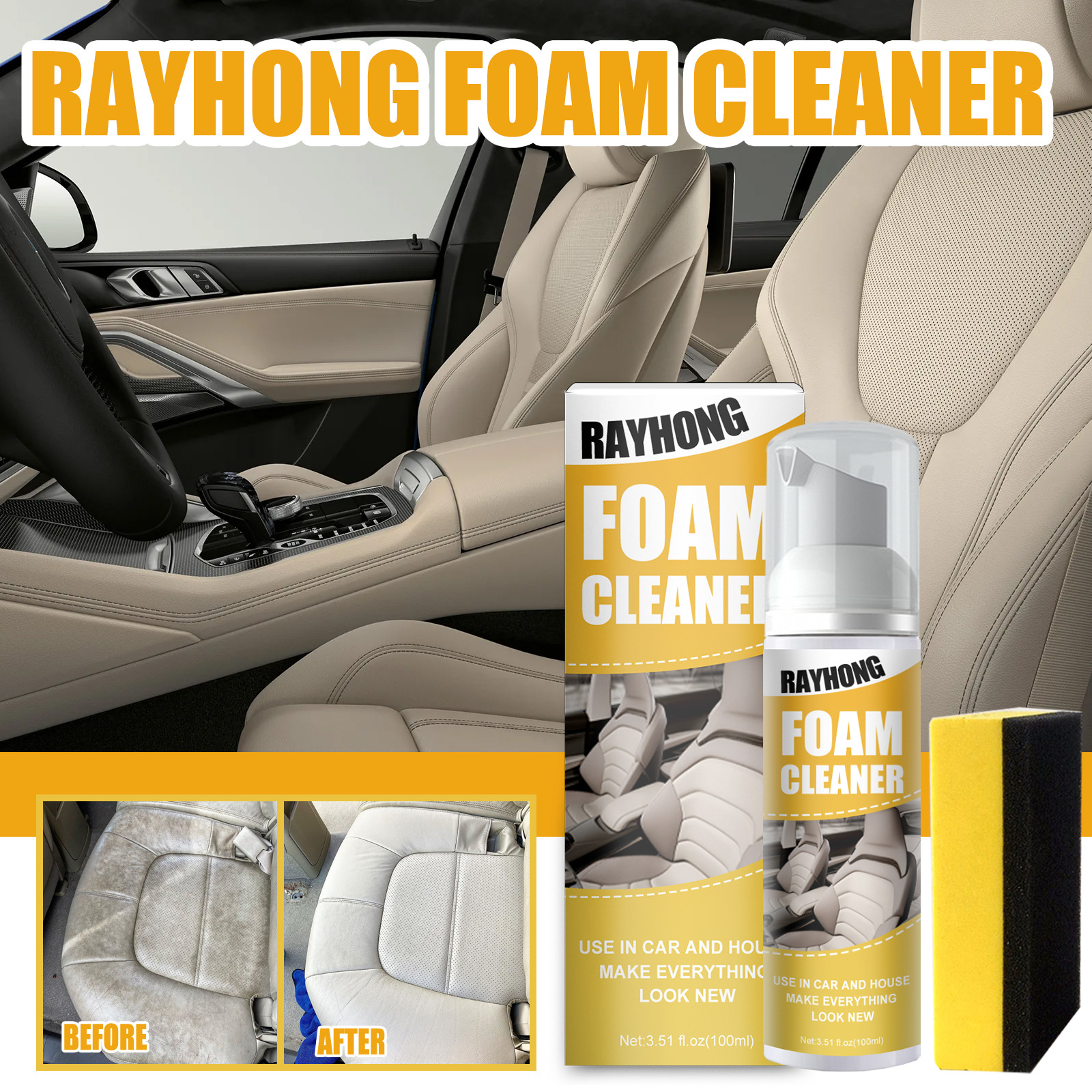 FOAM CLEANER car interior seat multi-fun...