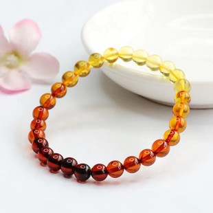 Natural Amber Beeswax Bracelet Blood Amber Rainbow Gradient Color Single Circle Bracelet Jewelry Russian Blood Amber