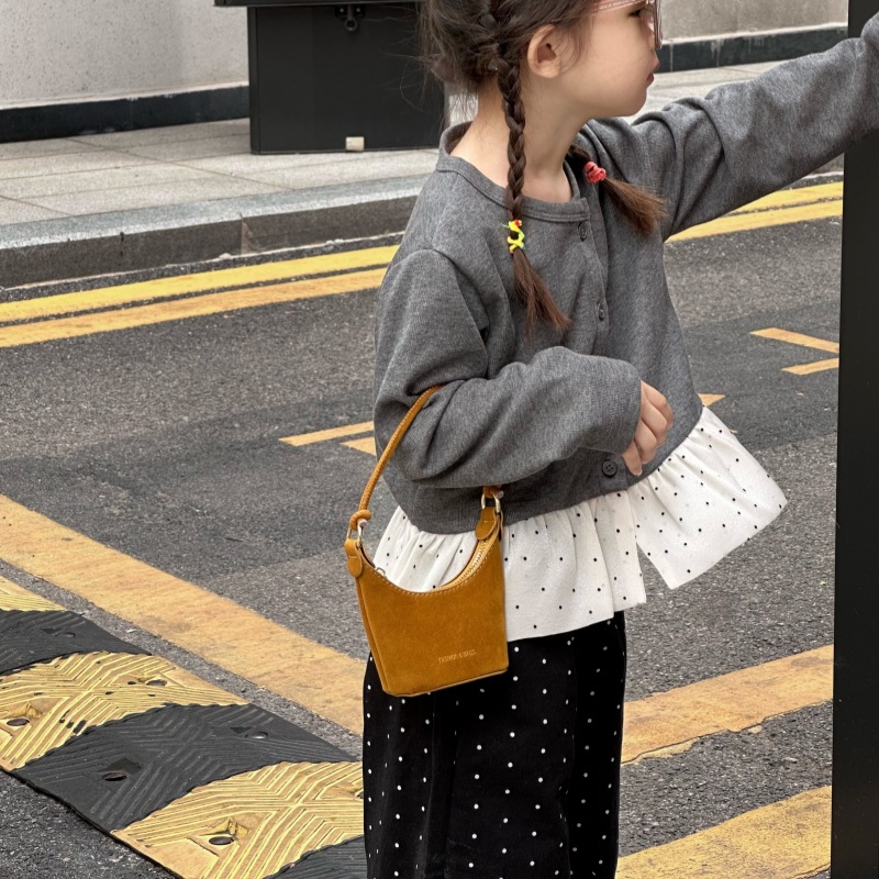 Otoño nuevo bolso de niños esmerilado red de aire de la pequeña princesa bolso de cadena de mano exquisito mini bolso de accesorios para niñas